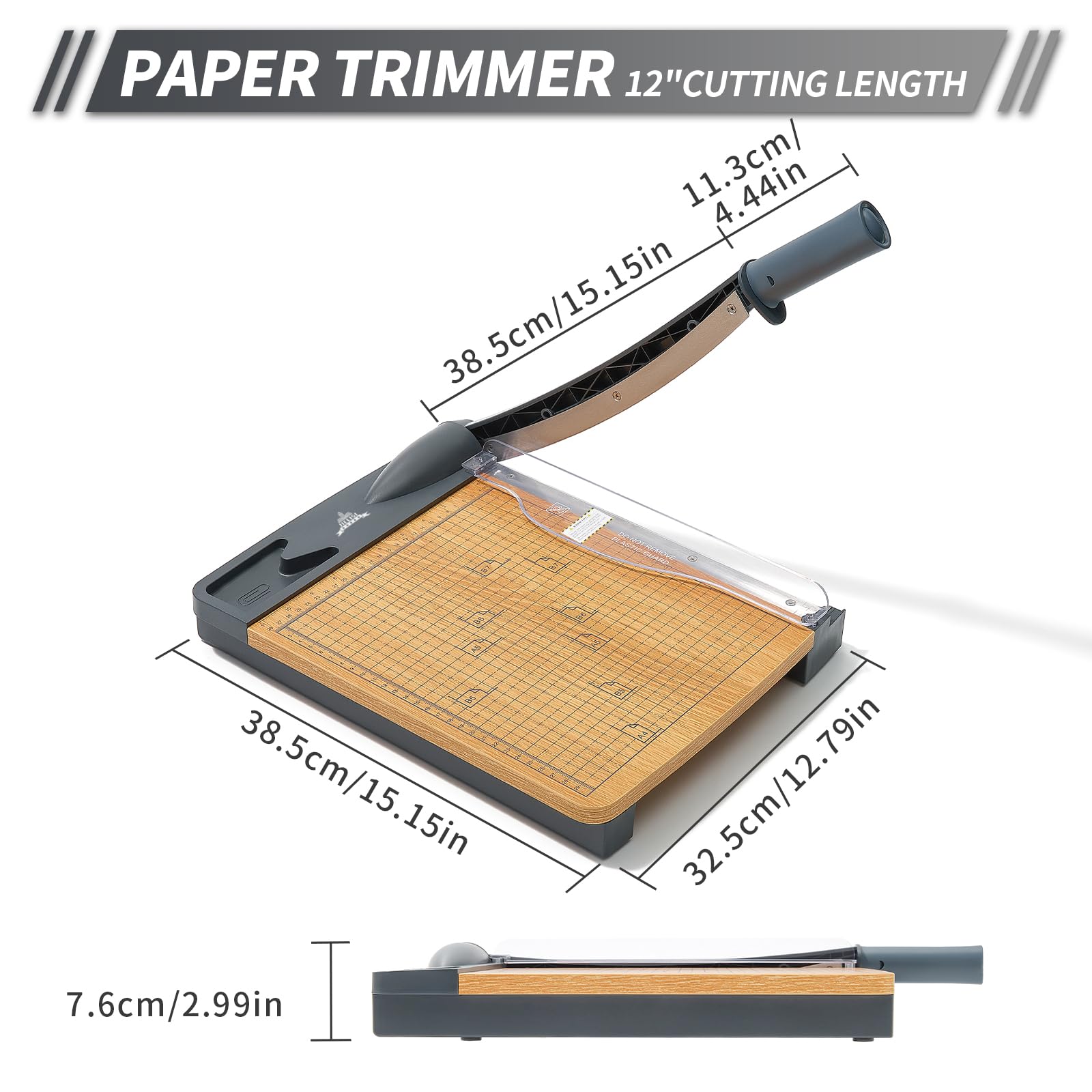 Taglierina a ghigliottina per legno, prestazioni di taglio fino a 16 fogli, lunghezza di taglio 30,5 cm, resistente, con protezione di sicurezza e blocco lama, formato A4, manuale