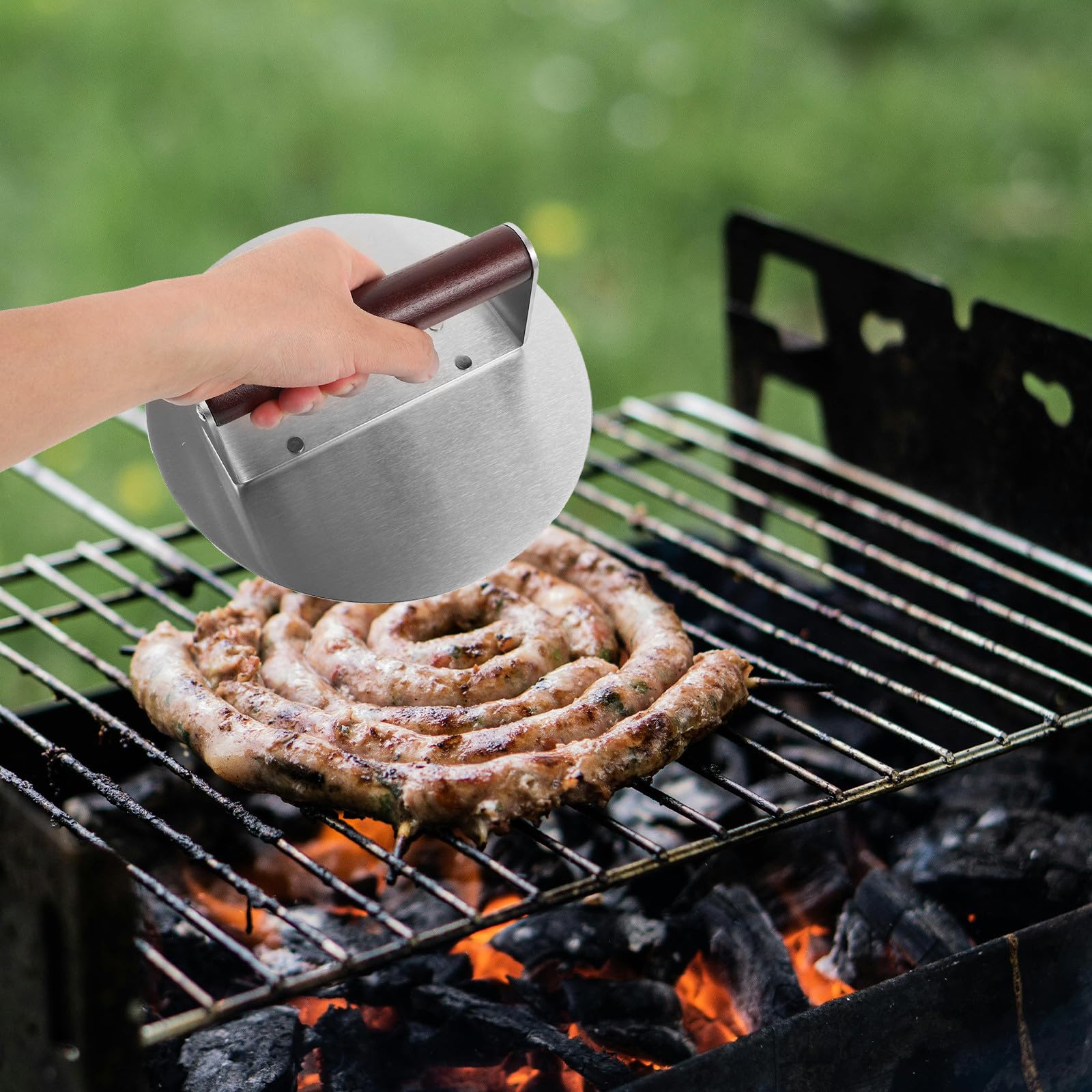 jojofuny Burgerpresse Praktisches Werkzeug aus Edelstahl und Holz mit Sicherem Griff Einfach zu Reinigen zum Formen von Frikadellen für Erwachsene und Jugendliche in Küche