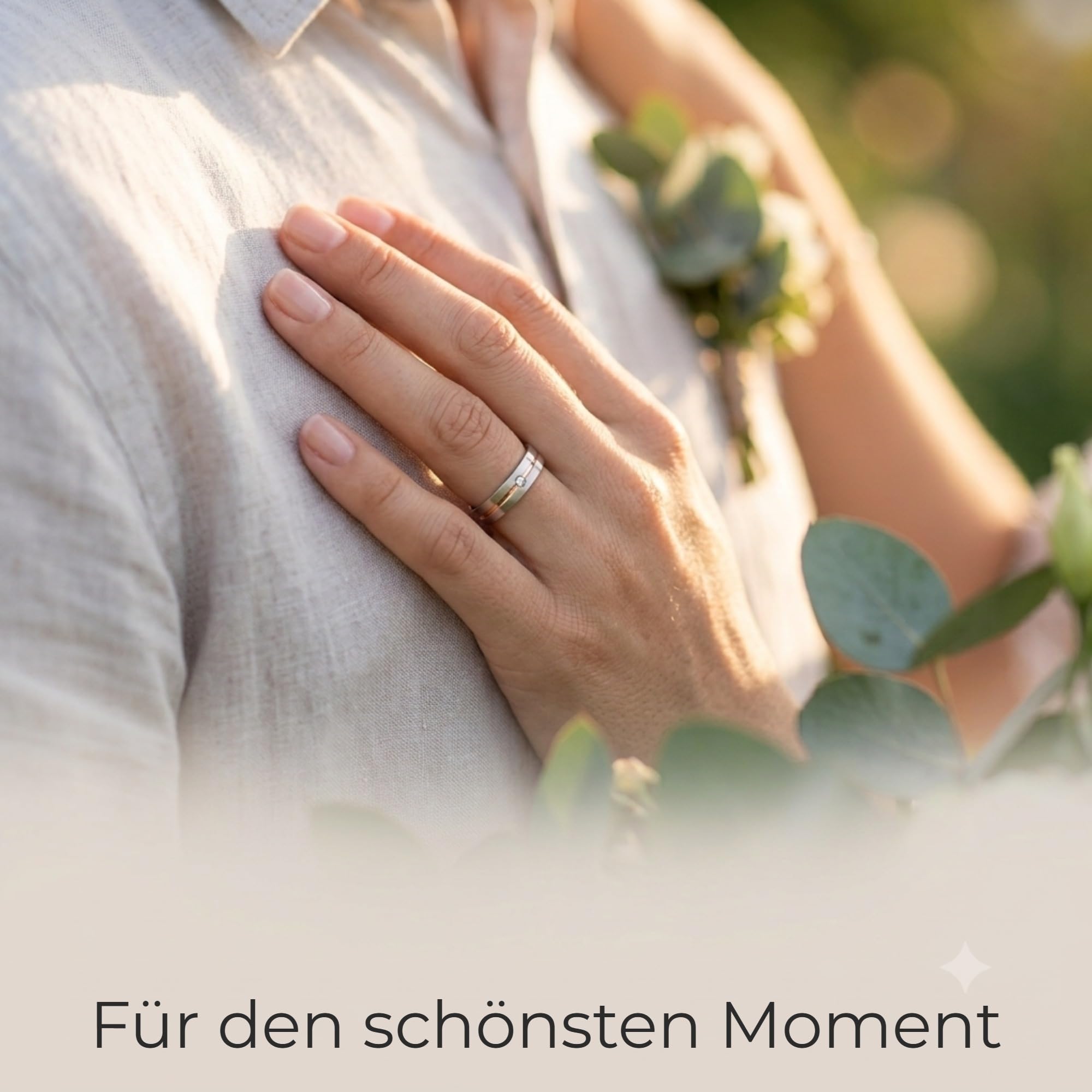 Kolibri Rings Eheringe Paar-Set 925 Silber rhodiniert, Längsmatt Rot vergoldete Glanzfuge mit Zirkonia | Partnerringe, Trauringe Paarpreis | Made in Germany + Gratis Gravur + Etui
