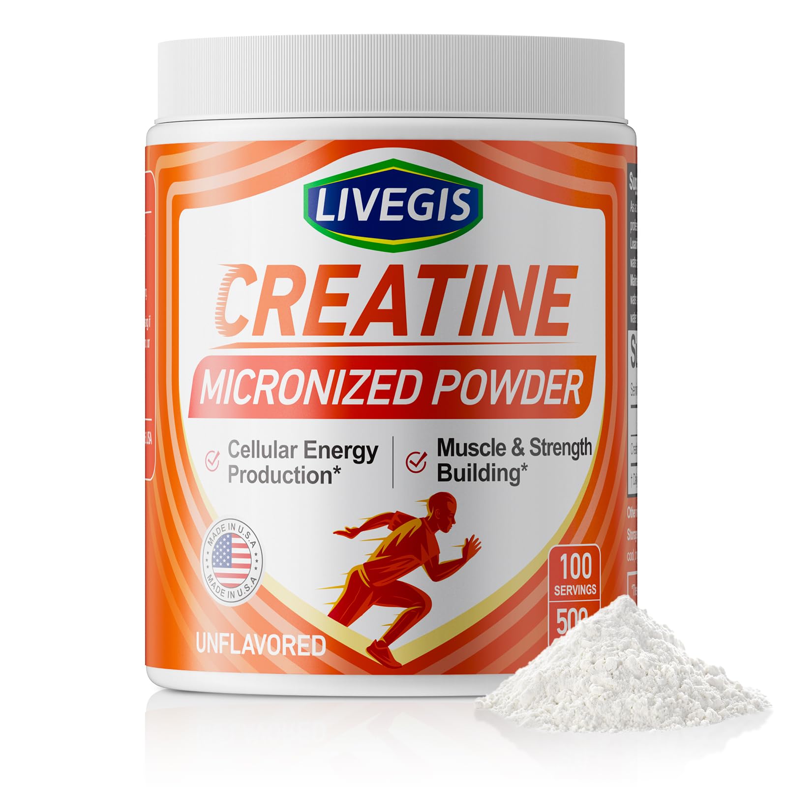 Creatine, Creatine Monohydrate Keto Friendly, Unflavored - Support Muscles, Cellular Energy and Cognitive - 17.63 Oz(500g) - 100 Servings (500g) 31.25 Pound (Pack of 1)