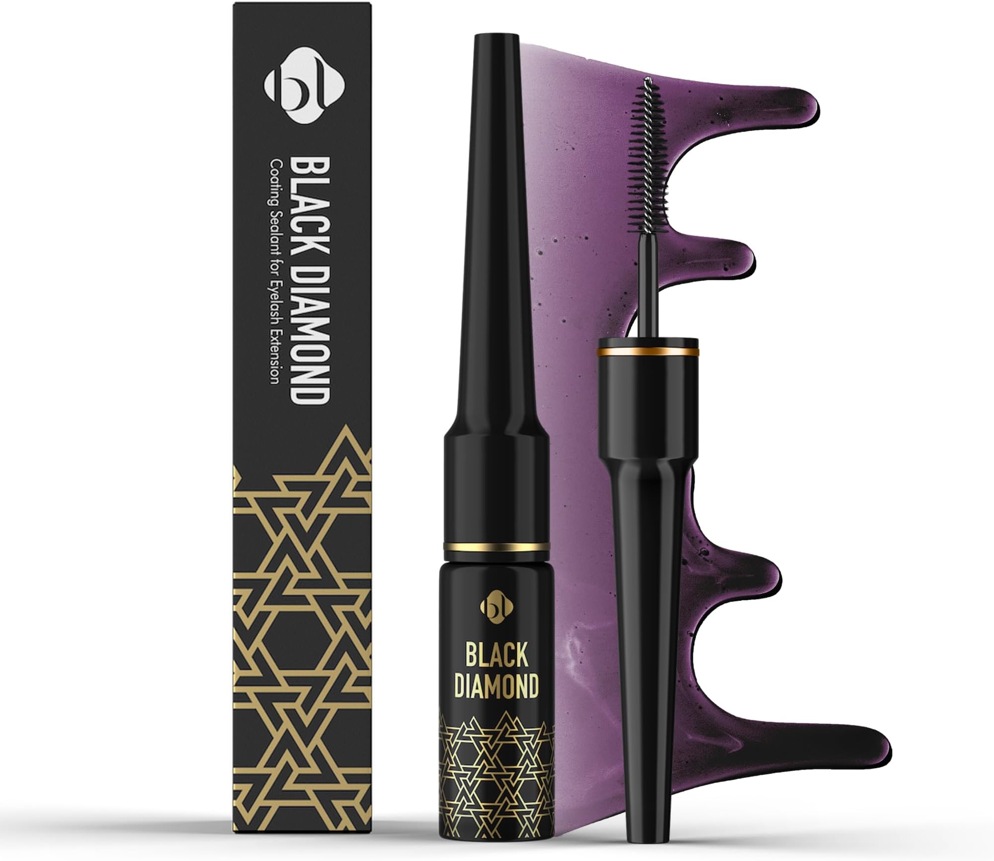 BL Lashes Black Diamond | Lash Sealant for Long-Lasting Lash Extension Retention, Waterproof Coating, Brush Type Lash Sealer (0.24 fl.oz, Black)