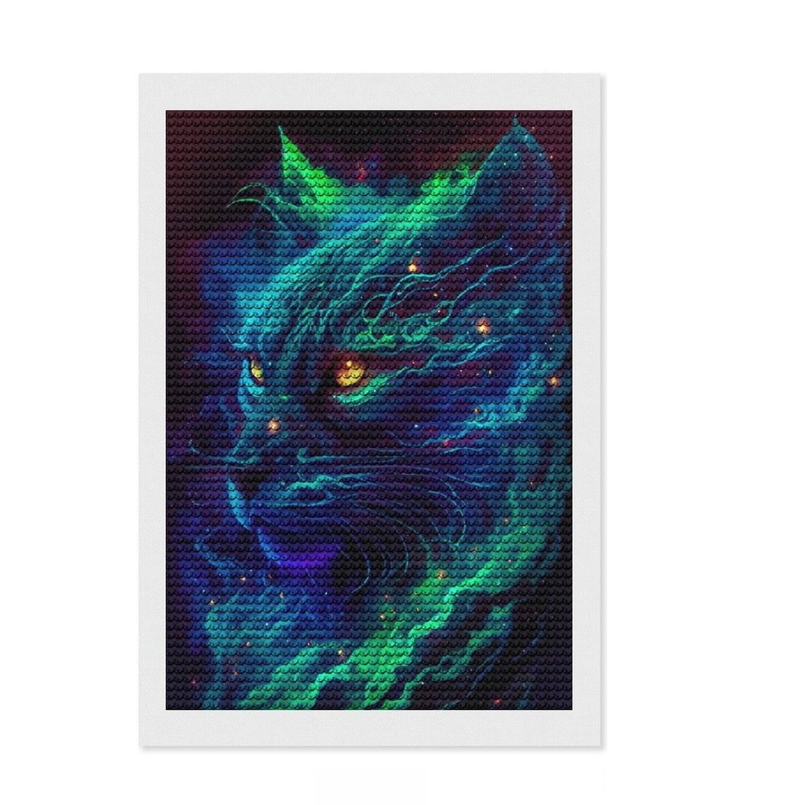 Junmoney Cosmic CAT Crystal Diamond Art Kit 8"x12", Vintage Style Decor, Stress Relief Craft, Thoughtful Present, Aesthetic Room Decor