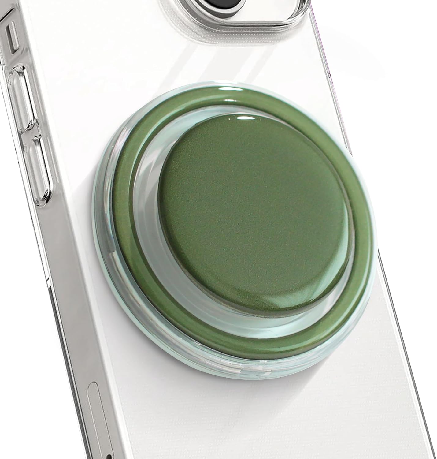 OnTheGrip Cute Solid Macaron Color Round Shape Collapsible Mobile Phone Grip Stand Holder for Smartphone Tablet Cell Phone Accessory (Jade Green) Magnetic type Jade green