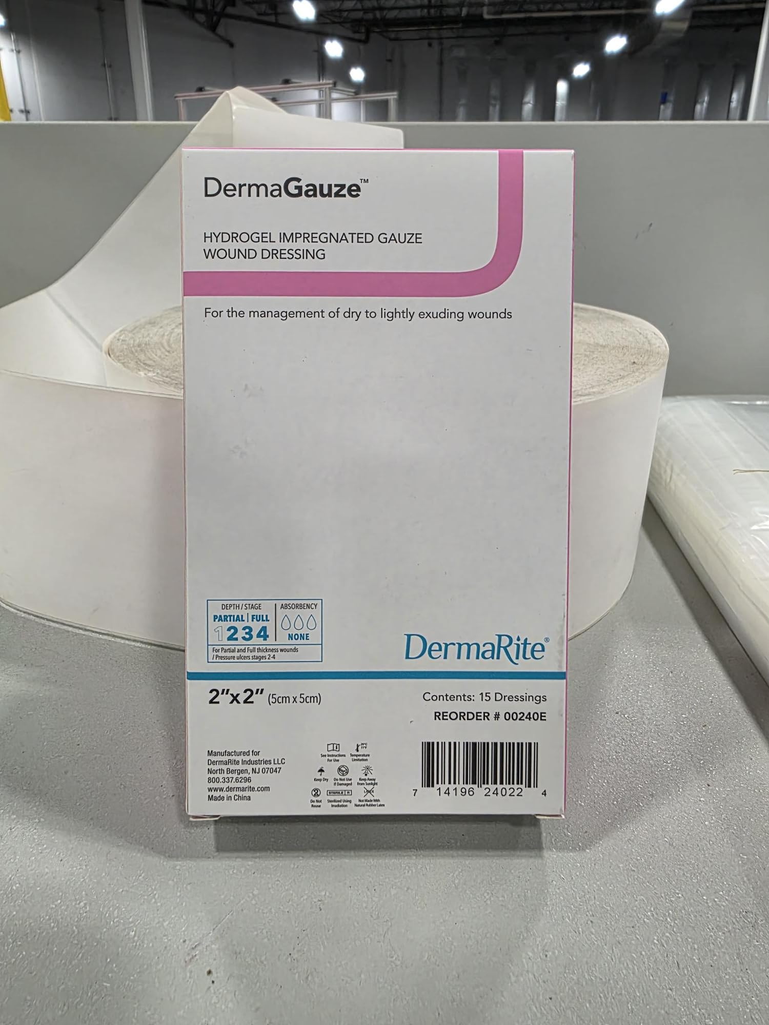 DermaGauze 00240E Hydrogel-Wundkompresse, Hydrogel/Gaze, quadratisch, imprägniert, 5,1 x 5,1 cm, 15 Stück