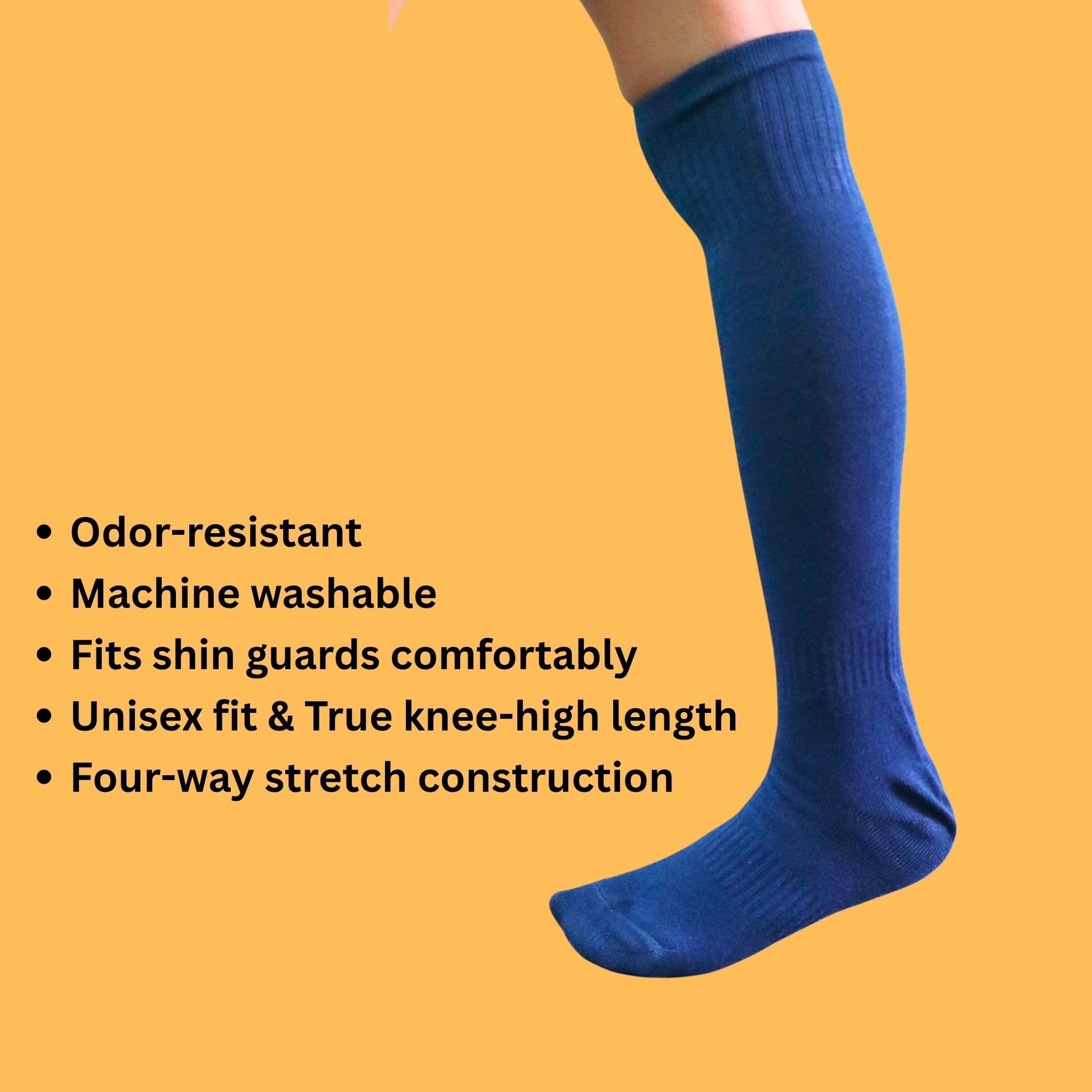 VAYU Knee High Football Socks & Stockings for Youth 11-15 Years | Cotton Sports Stockings for Football, Hockey, Volleyball & Soccer | Over The Knee Shin Guard Socks for Boys & Girls (Navy Blue) 1