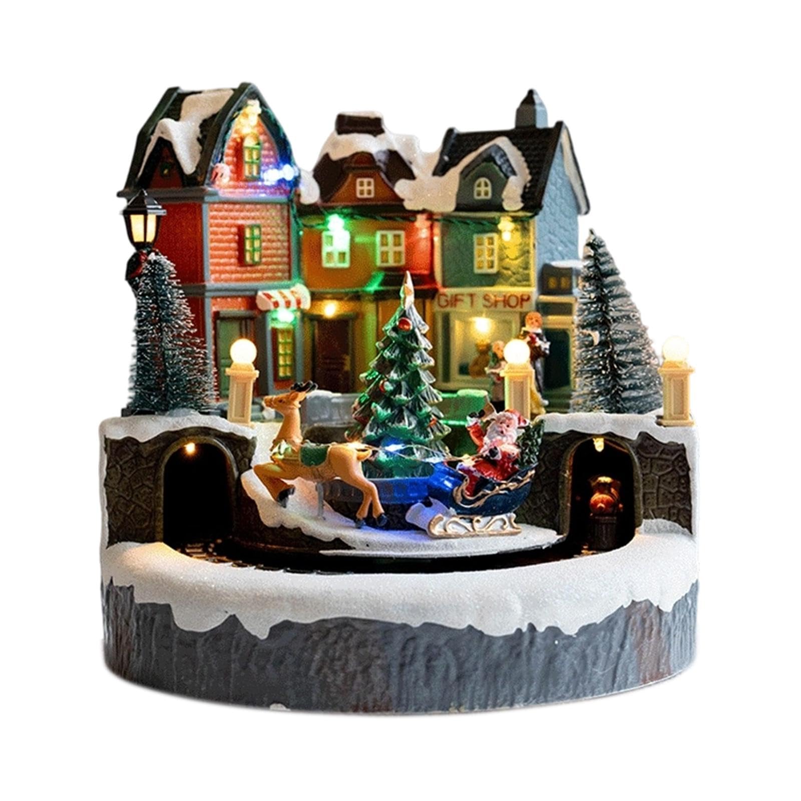 Qianly Decoración navideña iluminada para casa, decoración navideña, Mesa artística, Adorno Festivo de Castillo de Nieve LED, navideña para repisa de, Style B