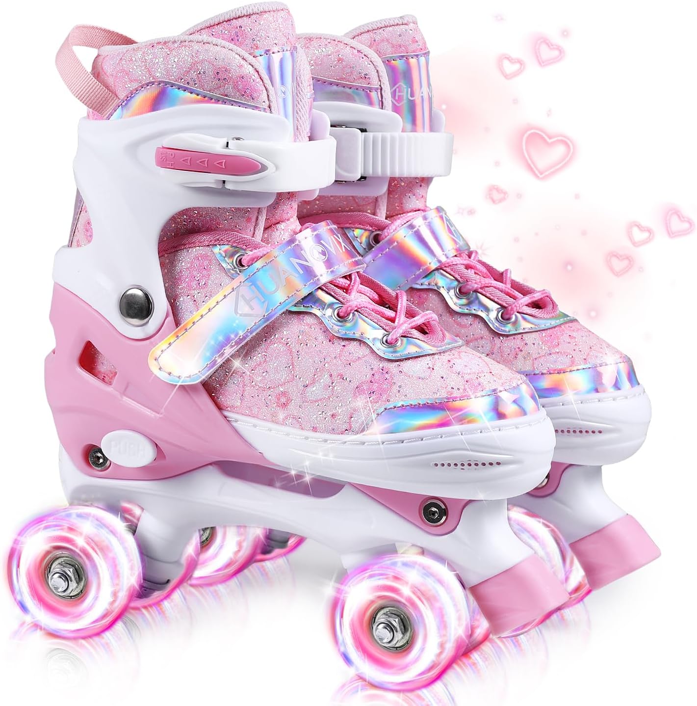 Roller Skates for Kids, 4 Size Adjustable Rollerskates with Light Up Wheels, 10C to 6 Beginner Youth Roller Skates for Girls Boys Toddlers Indoor Outdoor - Image 8