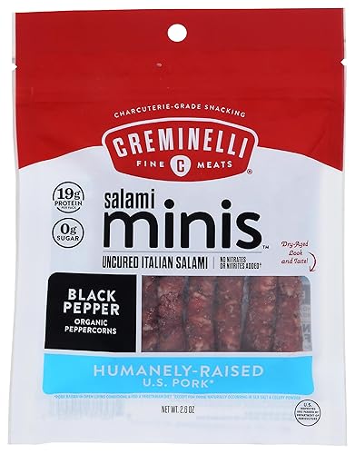 Creminelli - Colaciones pequeñas de salami original con fabricación a conciencia en los Estados Unidos Es amigable con cerdo, keto y paleo. Cuenta