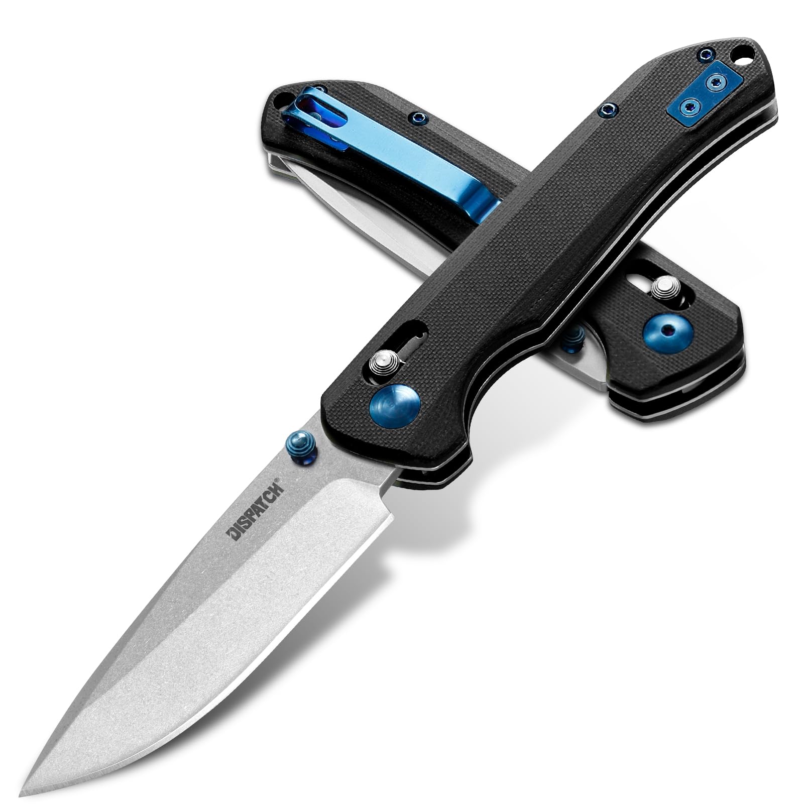 Dispatch Axis Lock Folding Pocket Knife with Clip, 3.46" D2 Steel Drop Point Blade and G10 Handle, Crossbar Lock Knives for Men Women Camping Hiking Survival Pocketknife