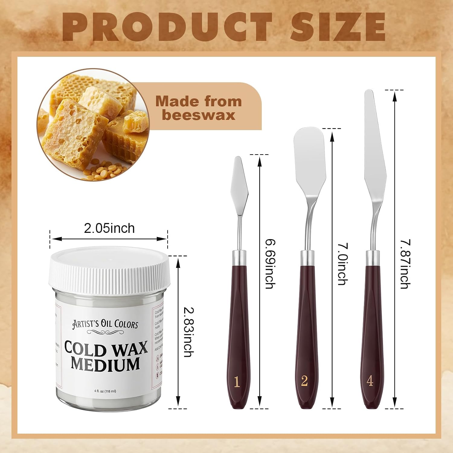 MTLEE 2 Pack Cold Wax Medium, Watercolor Wax Sealer with 3 Scrapers Increases Consistency and Plasticity Avoid Pigment Discoloration, Brightening for Oil Painting and Watercolor Sealing, 8 oz