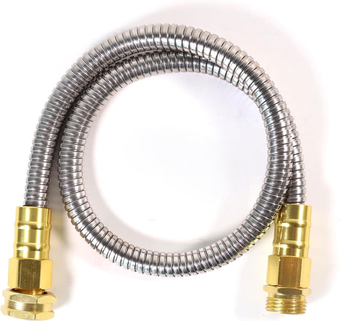 Holldoor Short Metal Garden Hose 3 ft – 304 Stainless Steel Water Hose Leader, Flexible Hose Extension, Small Lightweight Hose Extender,No Kink Outdoor Hose (3 ft)
