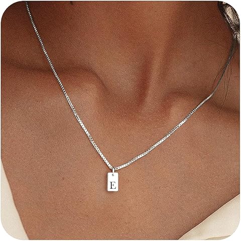 Initial Necklaces for Women Silver Plated Letter Necklace Dainty Silver Name Neckla...