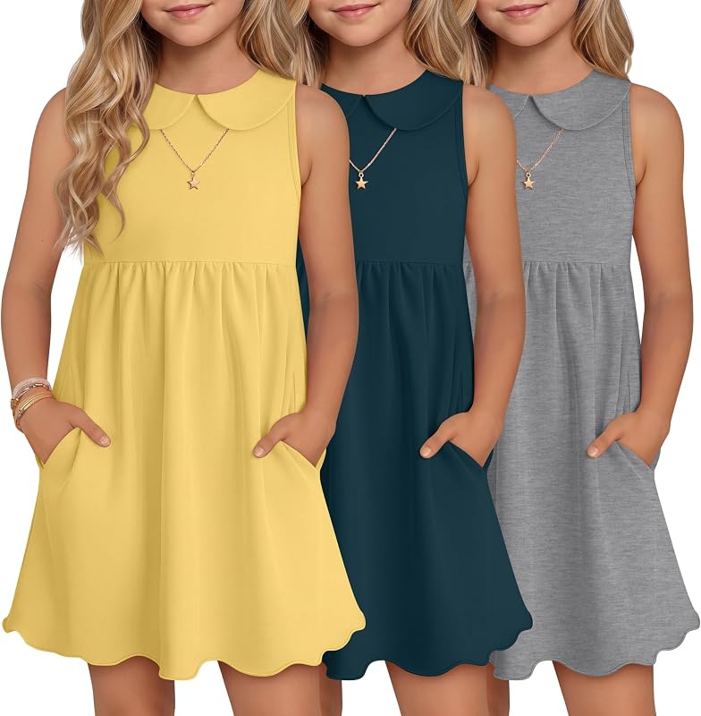Paquete de 3 vestidos sin mangas para niñas