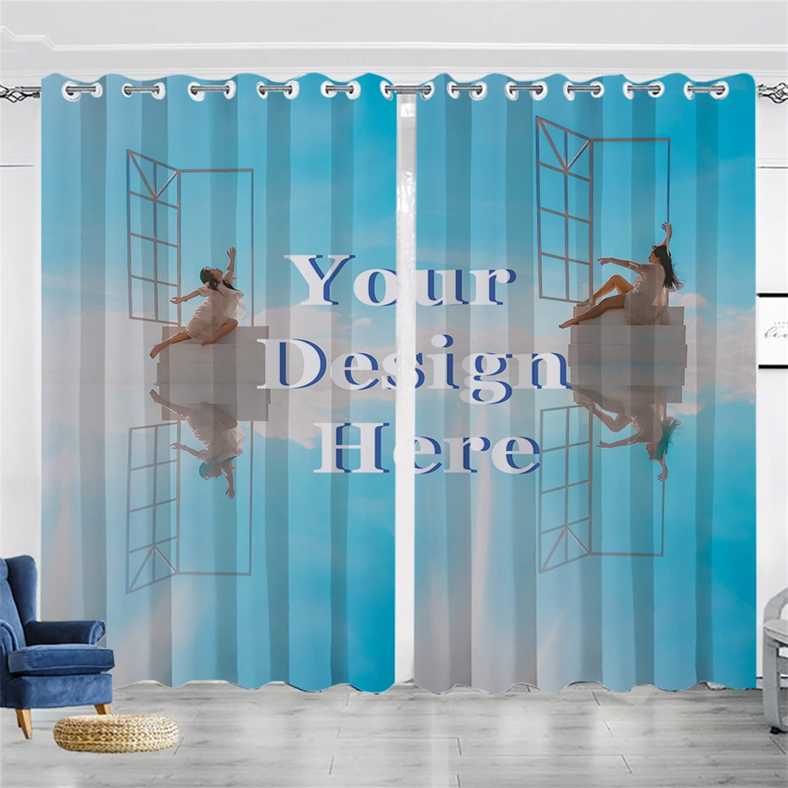 GIBZ Cortinas Opacas Personalizadas 2 Paneles Imprimir Collage Fotos Texto para Ventana Dormitorio Sala de Estar, 167 x 229cm, 2 Fotos
