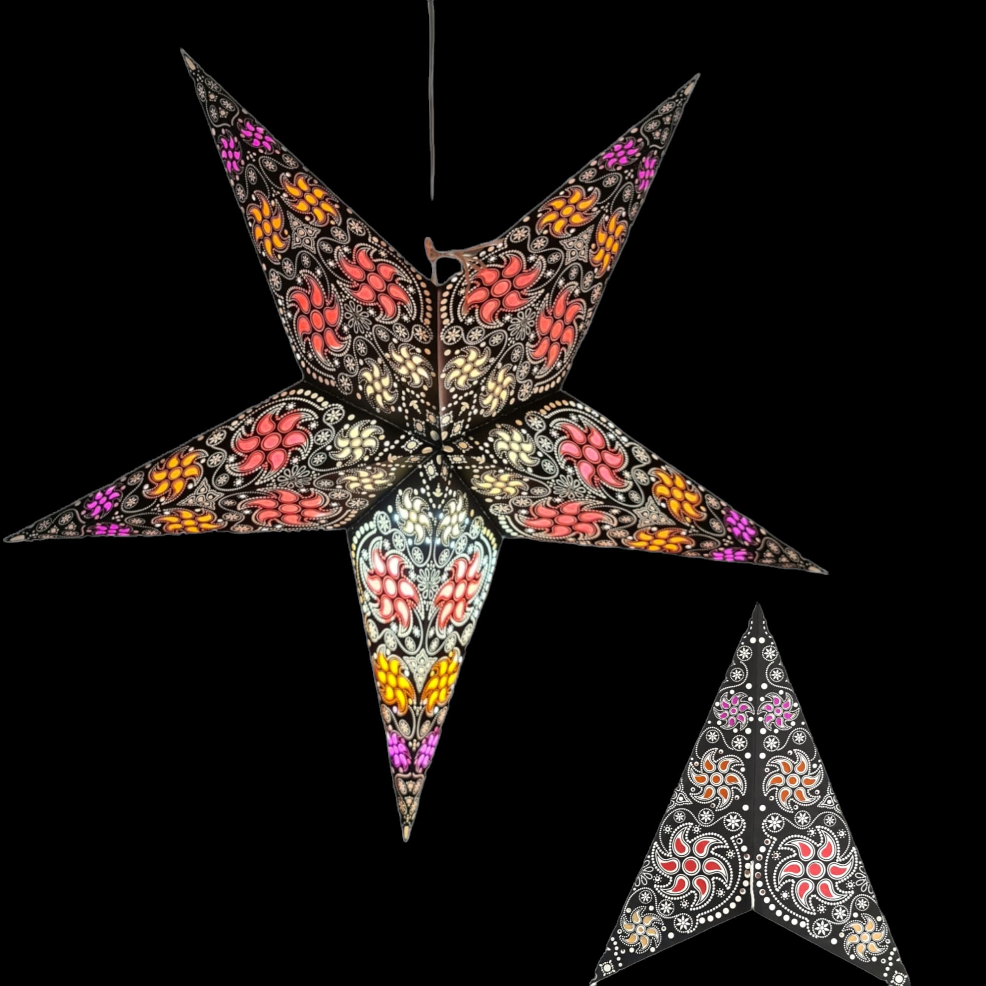 Papierstern-Laterne 60 Cm – Hängende Weihnachtsdeko Mit Mond & Sternen Weiß