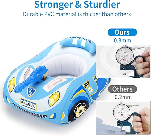 Miniatura 4 de Swimbobo Toddler Pool Float with Seat Boat Inflatable Ride-on Airplane Pirates Sharks Car for Kids Outdoor Toys