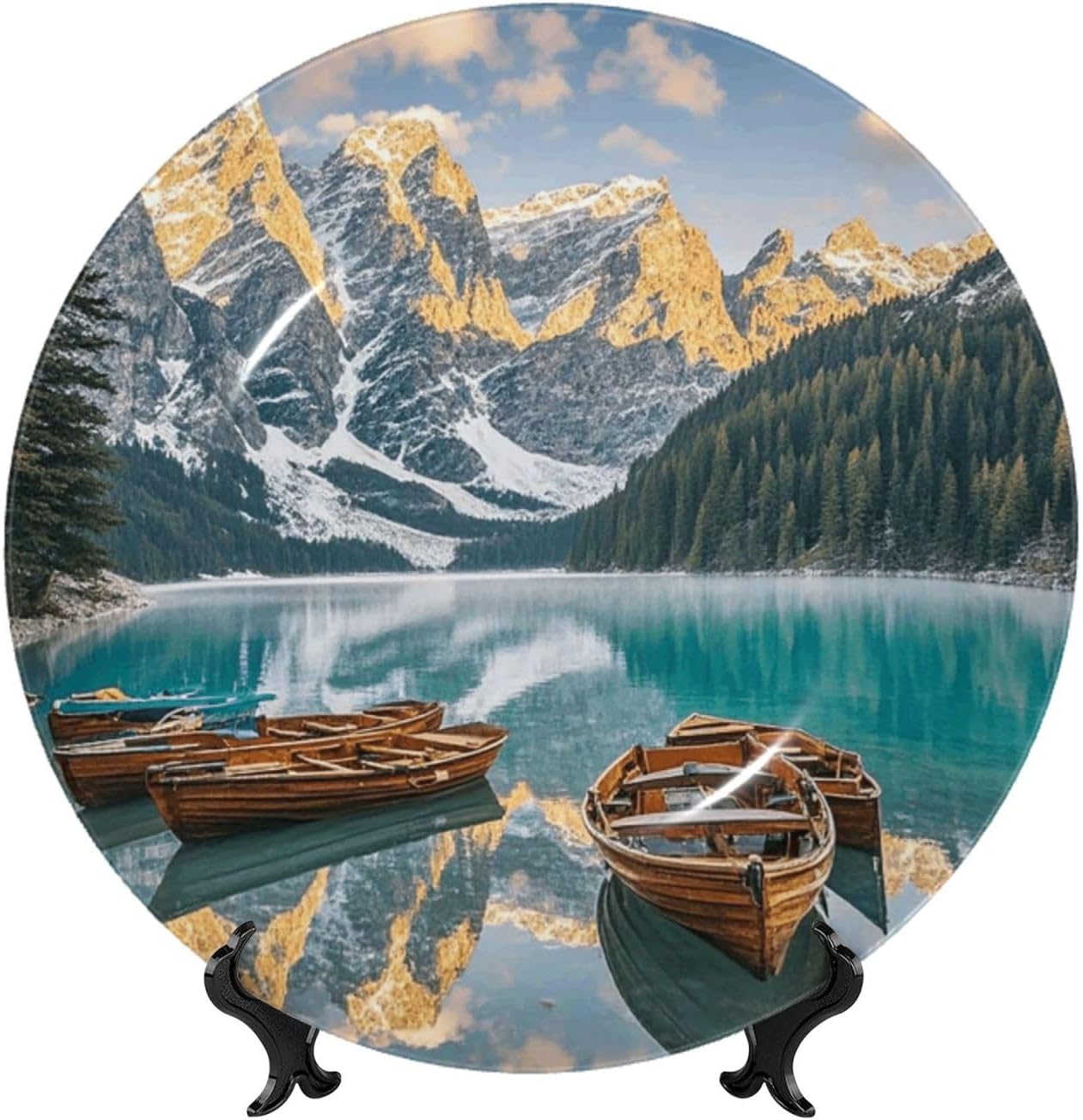 Decorative Plate Art Crafts Bone China Decorative Plate with Display Rack Souvenir Wall Decor Ceramic Ornaments Dinner Plates Ceramic Decoratives Plates for Home Office 10in