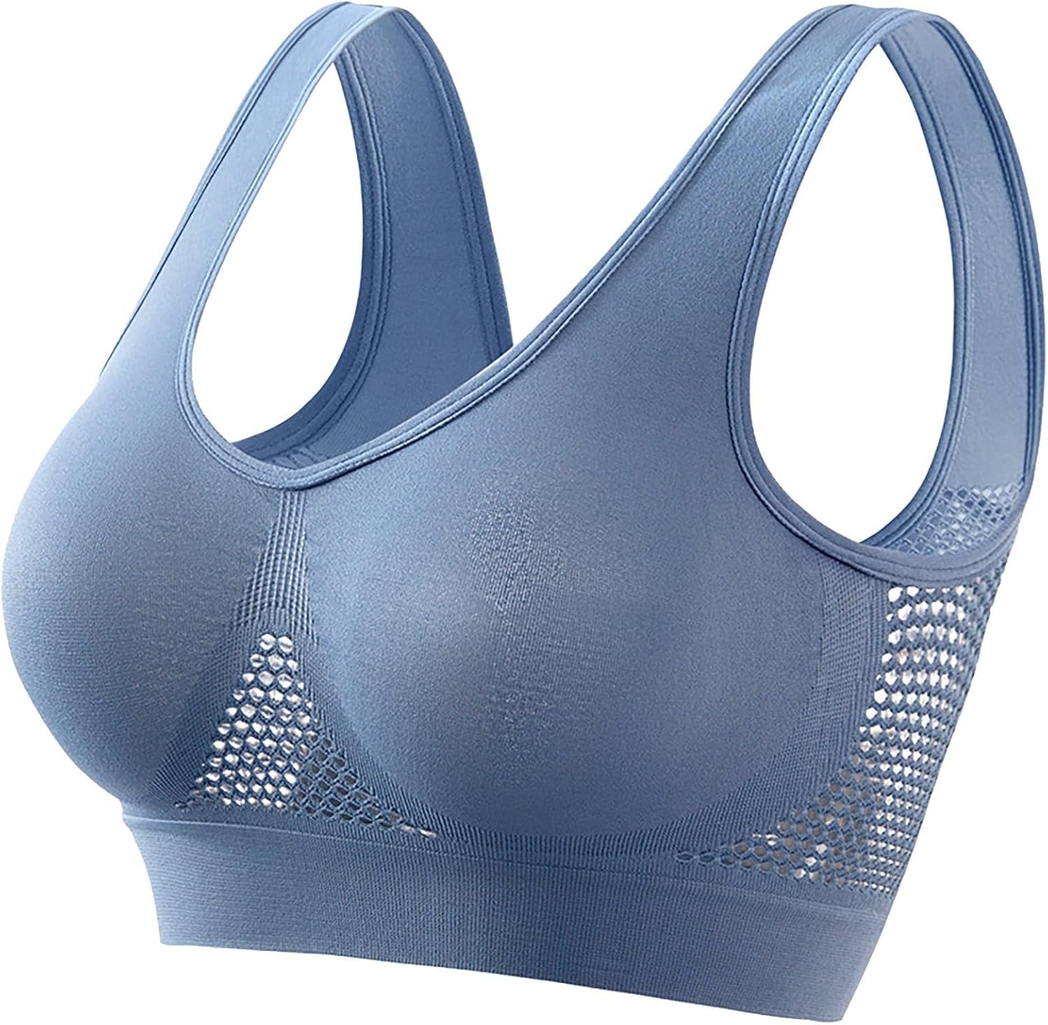 SHAOBGE Breathable Anti-Sagging Sports Bra for Women Plus Size Wireless Bras with Cooling Lift-Up Air Tech Mesh High Support