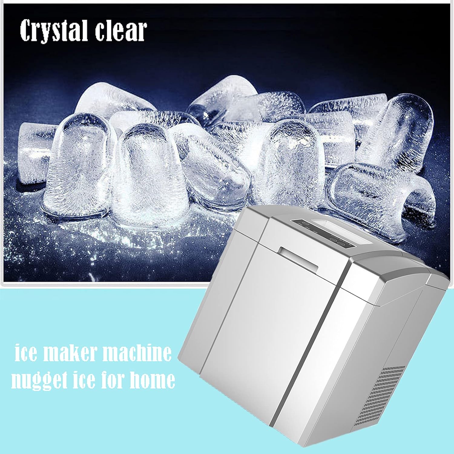 Countertop Ice Maker Machine Compact and Self Cleaning Portable Ice Cube Maker Low Noise Easy to Use - Perfect for Water Bottles Mixed Drinks