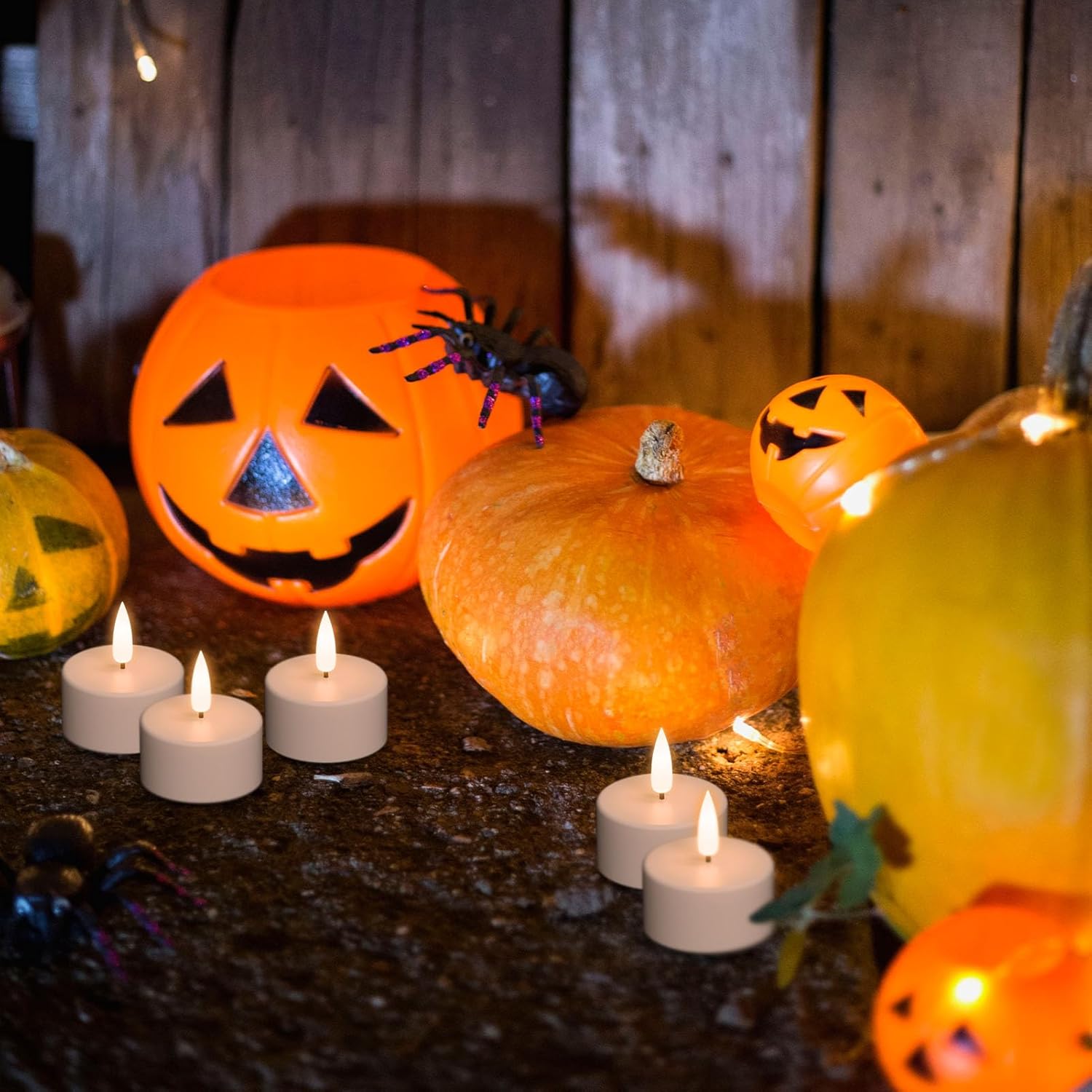 Rechargeable Tea Lights Candles Battery Operated, 12 Pcs White Battery Tea Lights with Remote and Charging Base, LED Flickering Tealights for Halloween Fall Christmas Decoration - Image 4