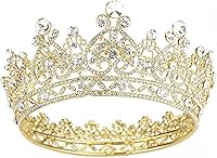 Vista 9 de COCIDE Corona para mujer, coronas y tiaras de cristal para niñas, diadema redonda completa de boda, accesorios para el cabello, para cumpleaños