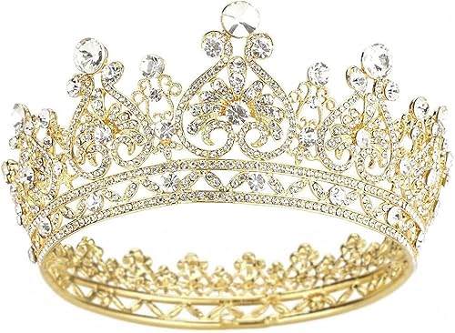 COCIDE Corona y tiara de oro para mujer, coronas de reina de cristal para niñas, diadema de princesa con diamantes de imitación, diadema de