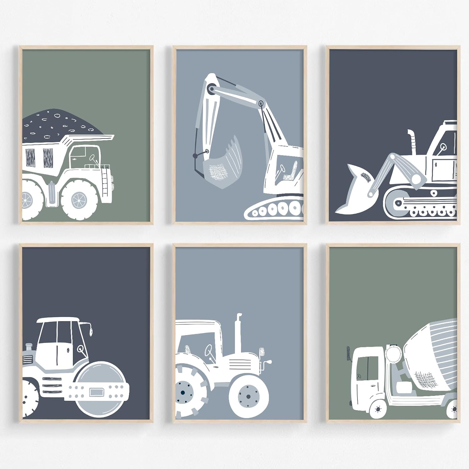 Car Wall Art Boys Room Canvas Wall Decor Nursery Prints Transportation Vehicle Wall Art Kids Toddler Posters Construction Truck Pictures Boy Nursery Artwork for Bedroom Playroom 12x16x6 Inch Framed