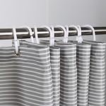 Black and Grey Shower Curtain, Shower Curtain for Men Bathroom White Neutral Stripes Polyester Fabric 12 Hooks 72 x 72 Inches