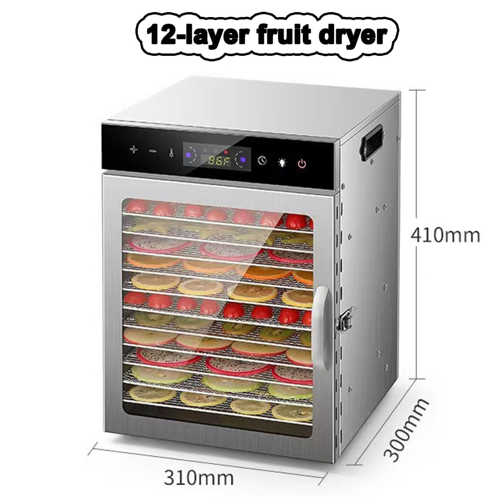 Essiccatori per alimenti Macchina per essiccazione a congelamento per carne secca, essiccatore elettrico per frutta da banco, essiccatore per erbe aromatiche, essiccatore in acciaio,12Layer