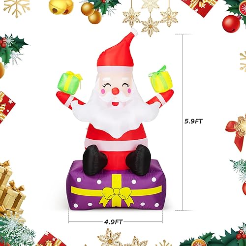 Miniatura 5 de Inflables de Navidad inflables de 6 pies para decoración de Navidad al aire libre, Papá Noel inflable para decoración de Navidad al aire libre con