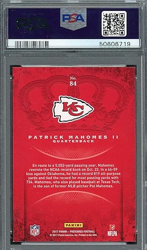 Miniatura 2 de Patrick Mahomes 2017 Panini Crown Royale Football Rookie Card #84 PSA 9