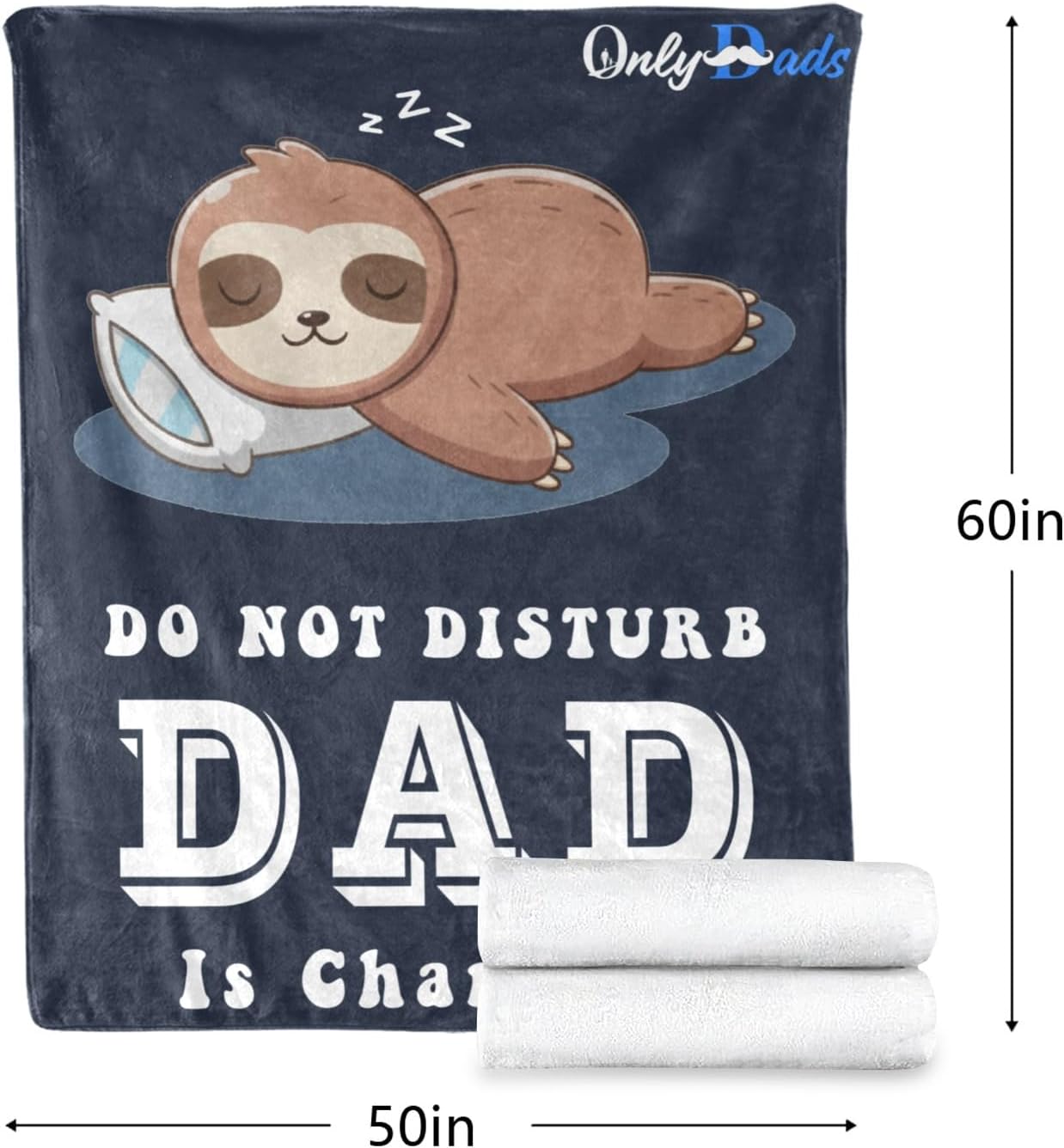 Dad is Charging Sloth Blanket, Dads Birthday Gift from Daughter Son, Dads Gifts for Christmas Fathers Day, Soft Sloth Throws Blanket for Father 60" x 50" (Blue, 60"x50") - Image 3