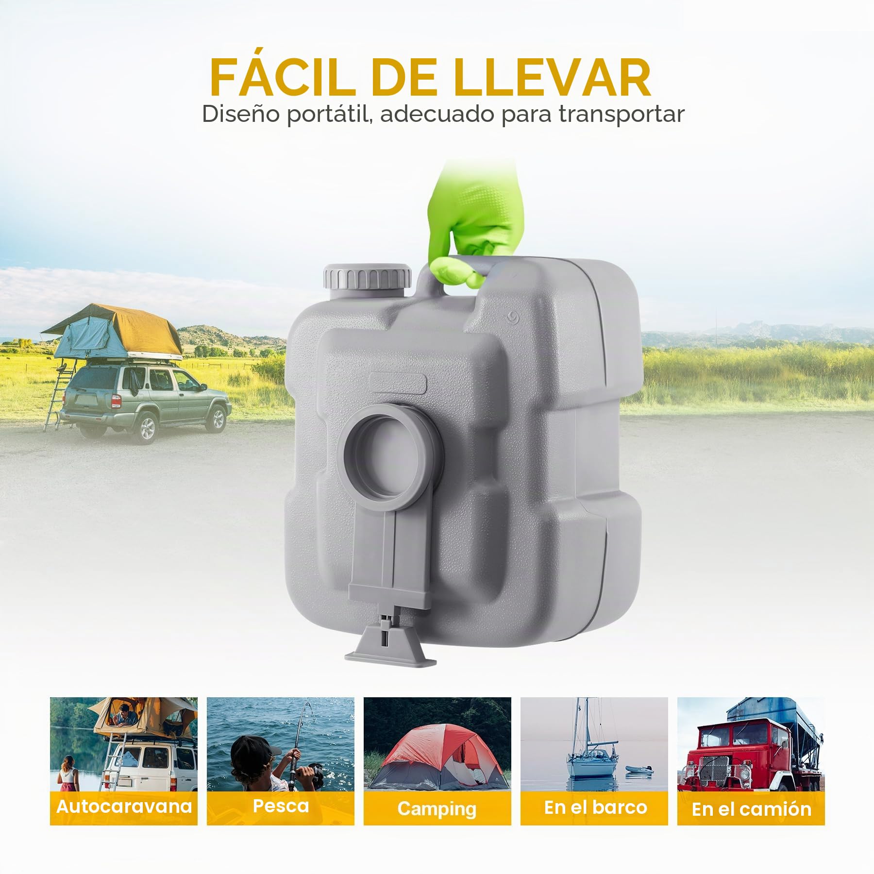 Samger 20L Inodoro Portatil, Químico Baño WC con Tapa de Inodoro, Desmontable Inodoro, Extraíble Químico Carga Máxima de 130kg para Autocaravana Camping RV