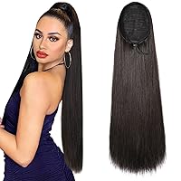 Vista 24 de SEIKEA - Extensiones de cola de caballo de 28" con cordón, cola de caballo larga y recta sintética, suave y natural, con clip, extensión de cabello
