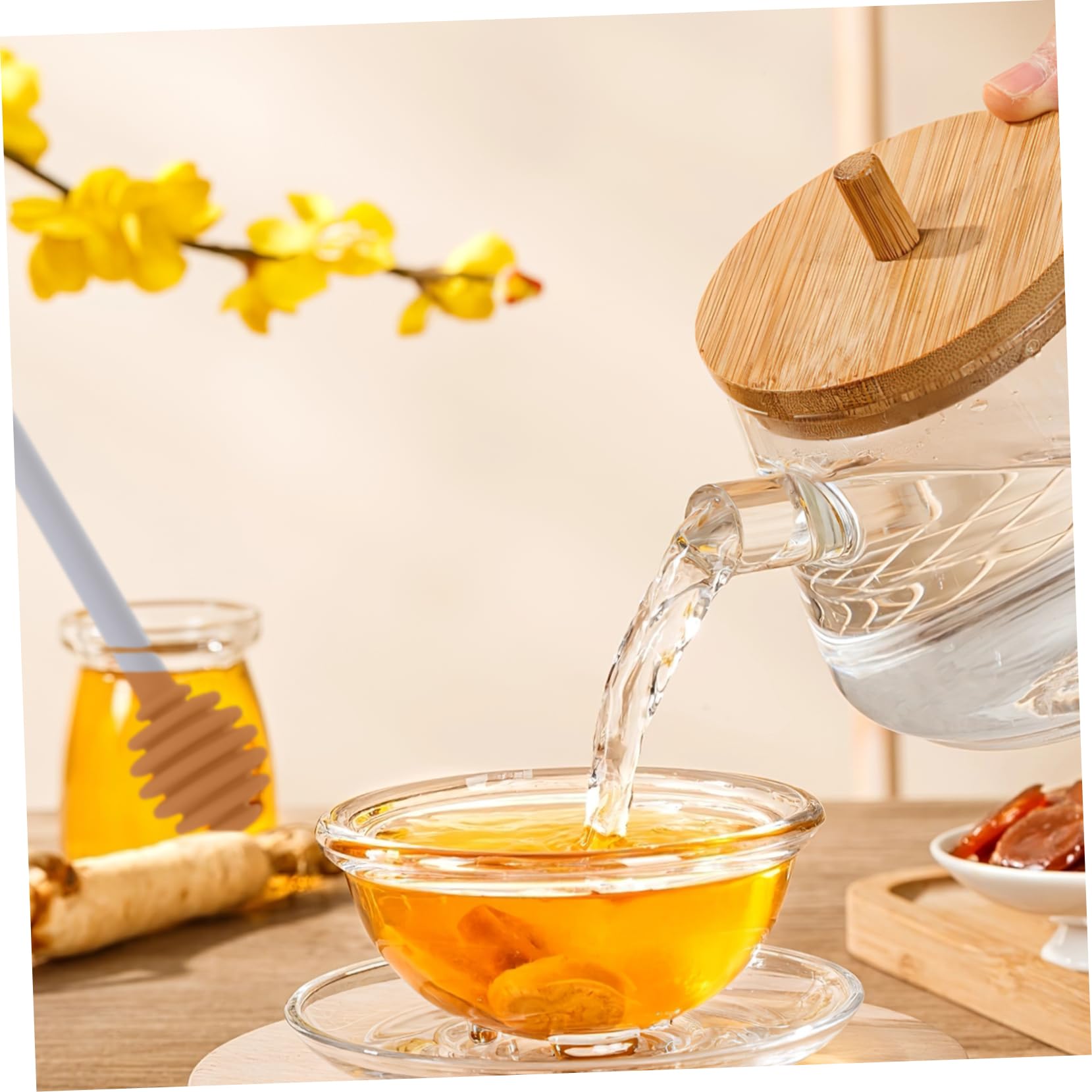 OFFSCH Silicone Covered Nylon Long Handle Stirrer Spoon for Tea Syrup Molasses Random Color