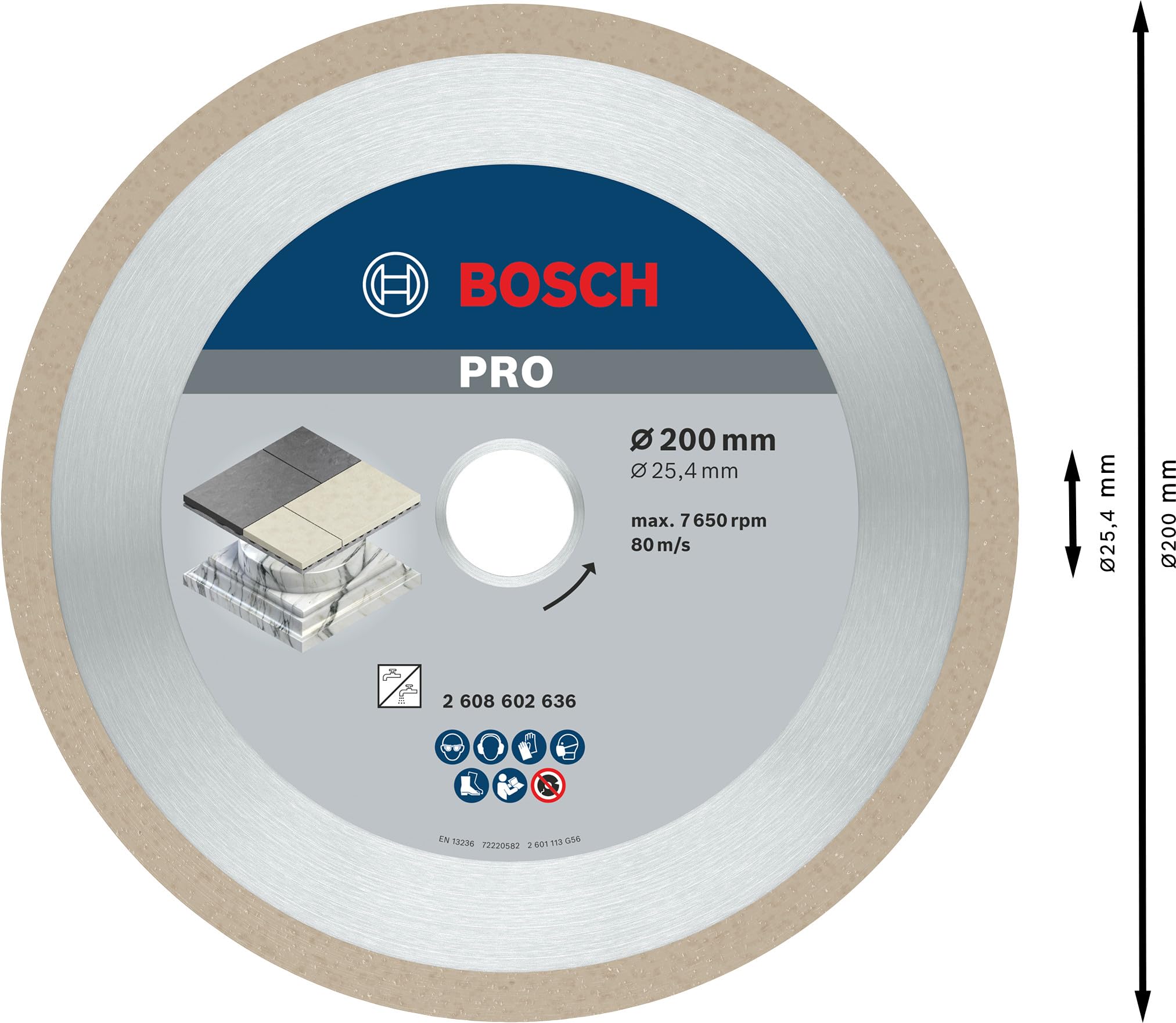 Bosch 2 608 602 636 - Disco de corte de diamante Best for Ceramic - 200 x 25,40 x 2,2 x 10 mm (pack de 1)