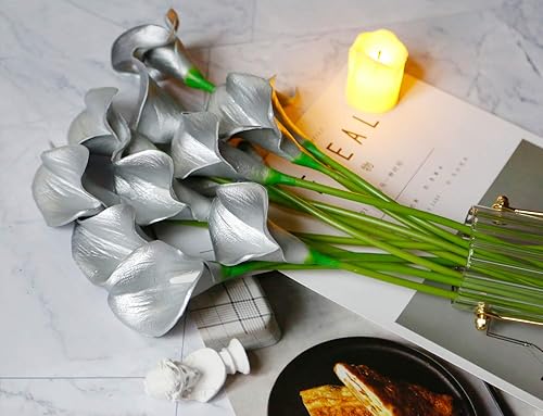 Miniatura 4 de Lirios artificiales de látex para ramos de boda, decoración de hogar, boda, fiesta, sensación al tacto como la real, 20 unidades