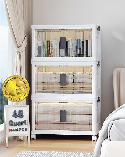 OlarHike 144QT Lockable Storage Bins with Lids - Folding Storage box wit...