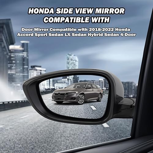 Miniatura 4 de Espejo lateral izquierdo del conductor compatible con Honda Accord 2018, 2019, 2020, 2021, espejos eléctricos, sin calefacción, deportivo 1.5T,