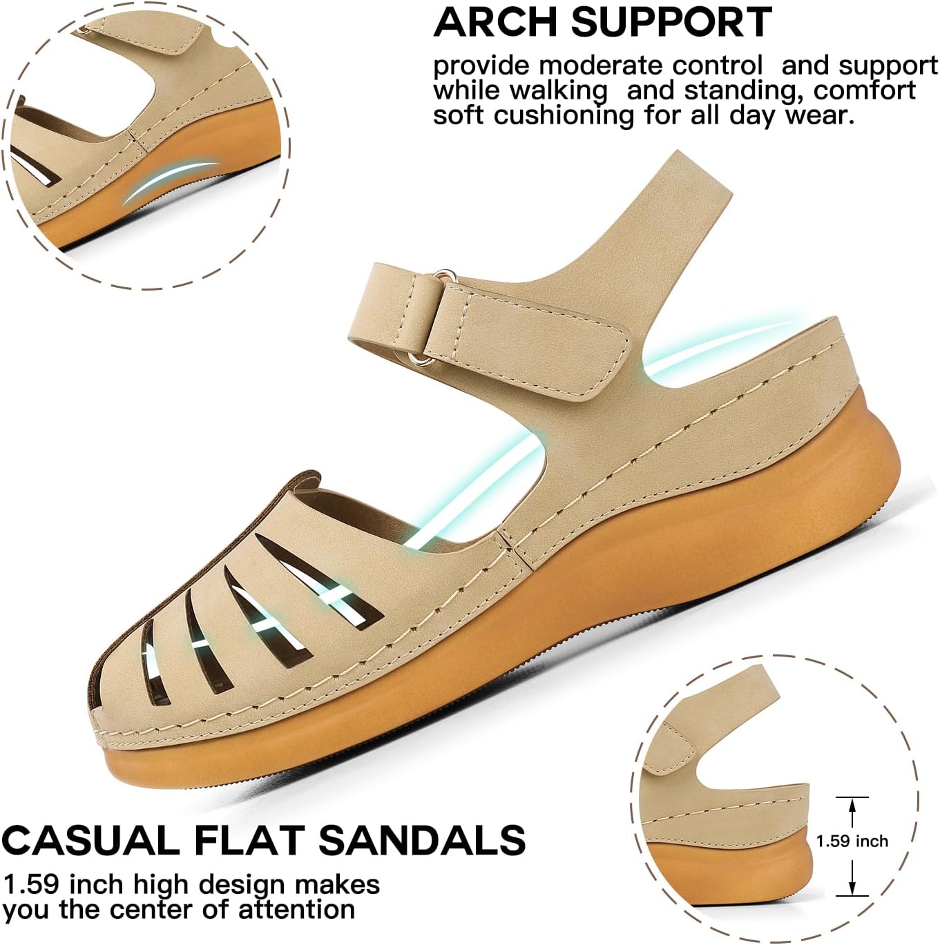 SHIBEVER Women Comfortable Flat Sandals: Dressy Summer Sandal - Closed Toe Fisherman Sandals - Image 4