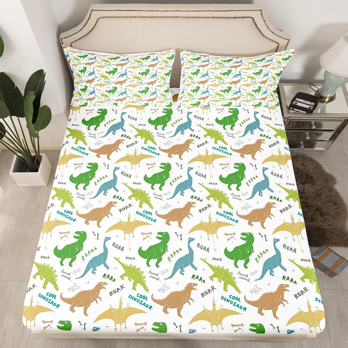 Tbrand Kids Trooster Cover Set Cartoon Dinosaurus Dekbedovertrek voor