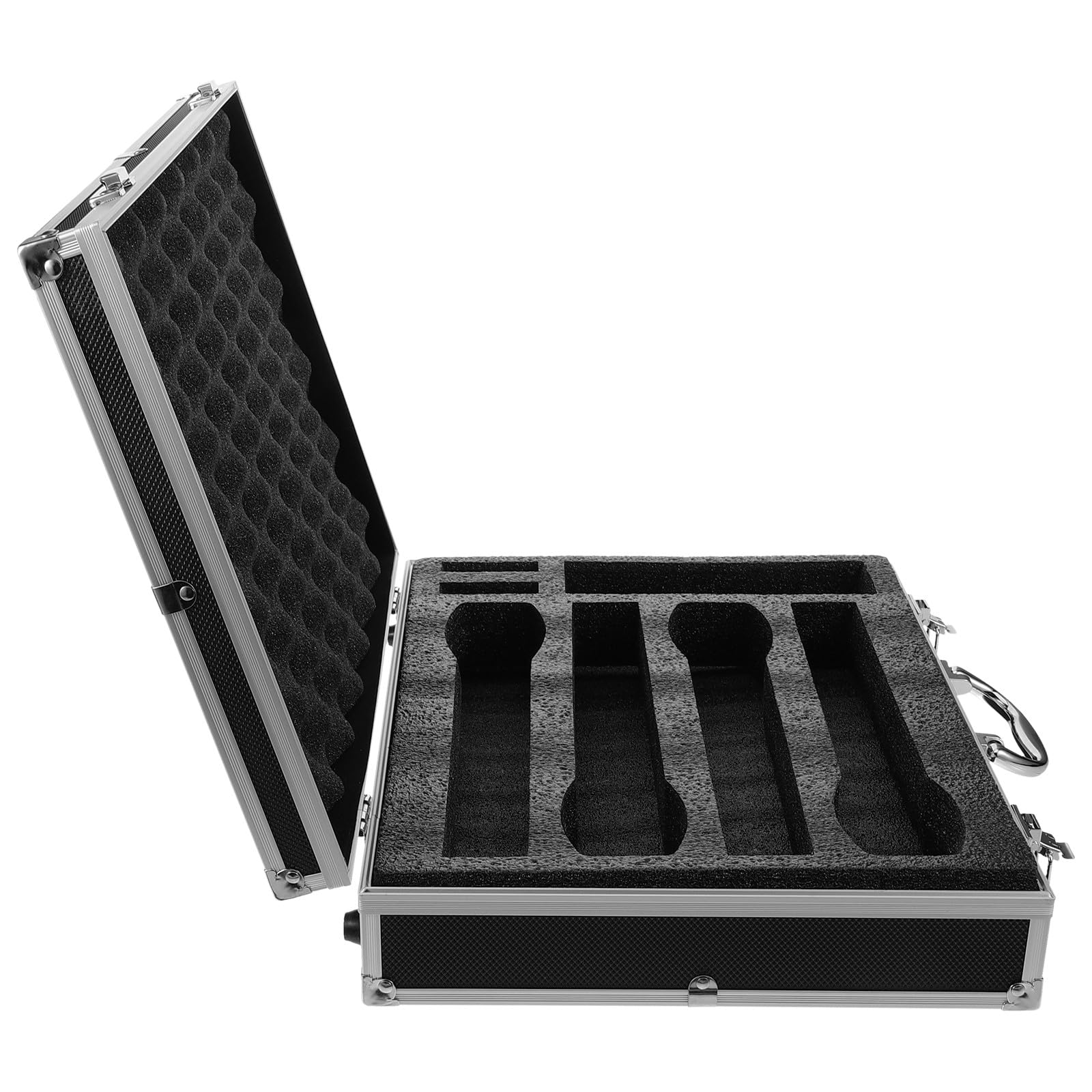 BESTYASH Tragbare Mikrofon Aufbewahrungstasche mit Griff Robuste Hartbox für 4 Drahtlose Handmikrofone Geeignet für Outdoor Einsätze und Zubehör