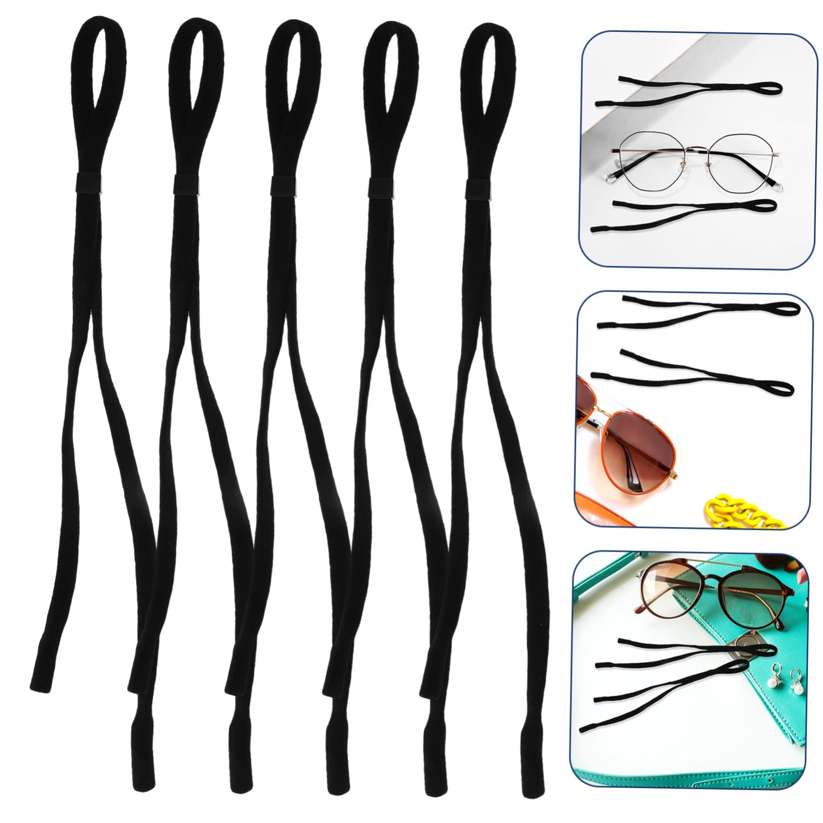 BESPORTBLE Cordino Per Occhiali Impugnatura Antiscivolo Per Occhiali Porta Occhiali Intorno Collo Cinghia Di Correre Sport Eyewear Reteiner Poliestere Black