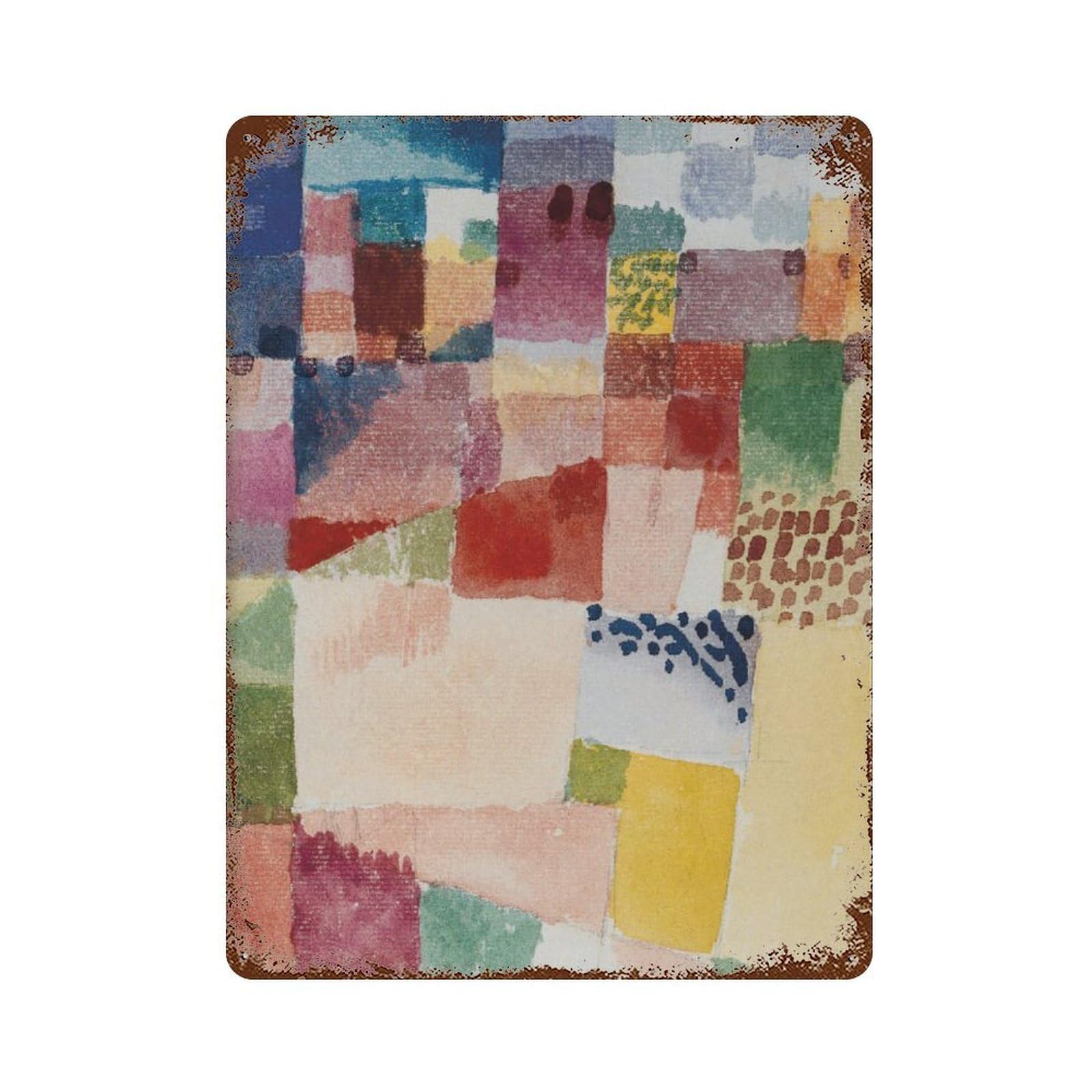 xiaoxiaoshen Paul Klee Abstract Colorful Square Wall Decor Art Metal Tin Poster Modern Home Decor Art Home Bar Shop Decorations Vintage Sign 40x30cm