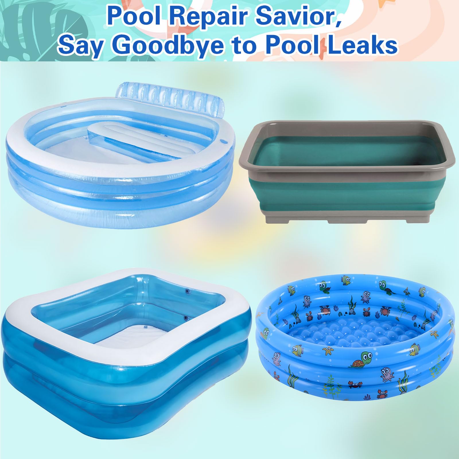 35 Rustines Matelas Gonflable PVC - Auto-Adhésives Bleues/Transparentes Pour Piscine, Tentes