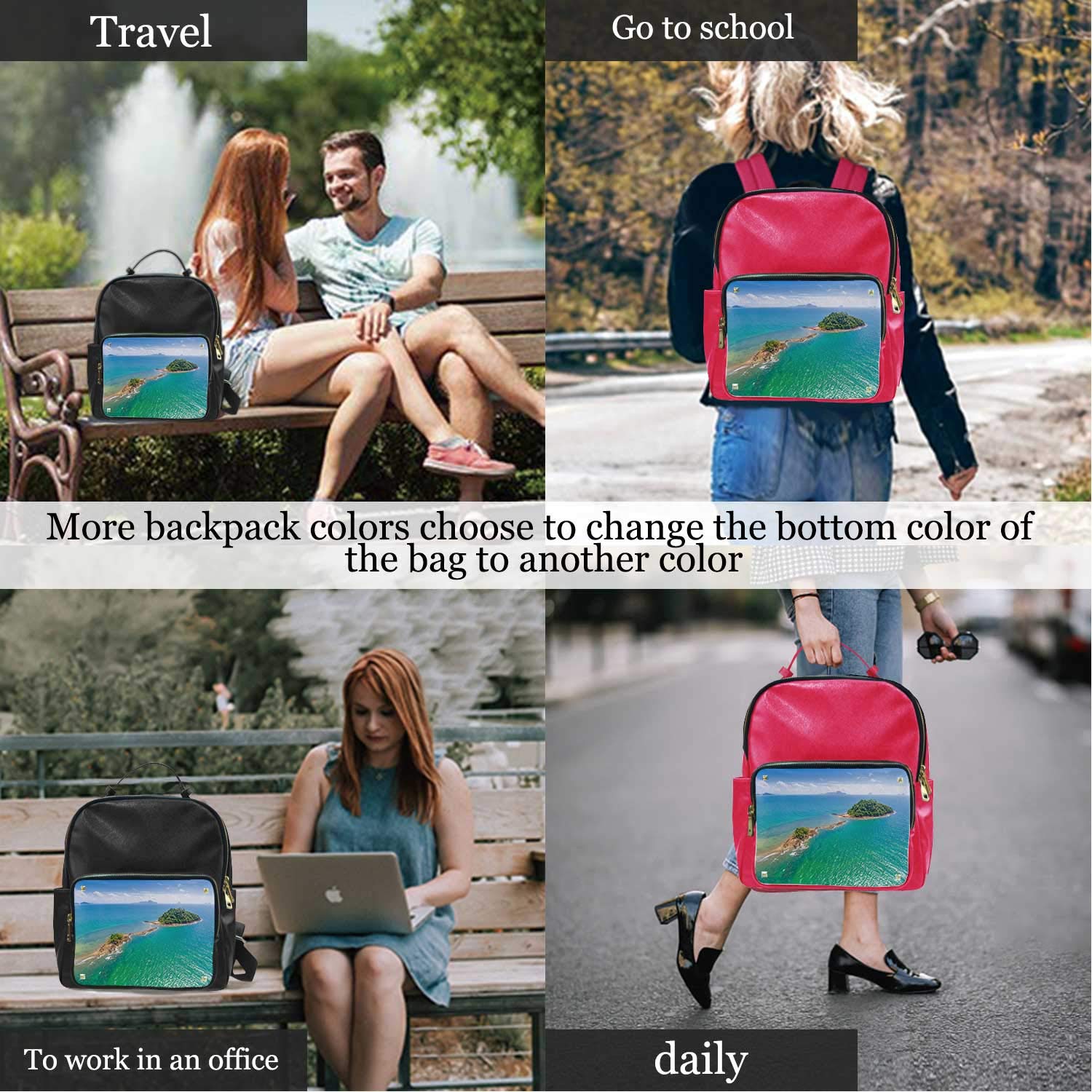 Aerial Sea View of pakmeng Beach in The Andaman Sea,Leather Sports Bag Thailand Tote ?for Women 15IN