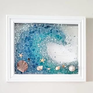 Sea Glass Art Kit - DIY Picture Frame Set for Home Decor | Create Unique Coastal Accents | DIY Kit for Beach Lovers Handicraft (Style B)