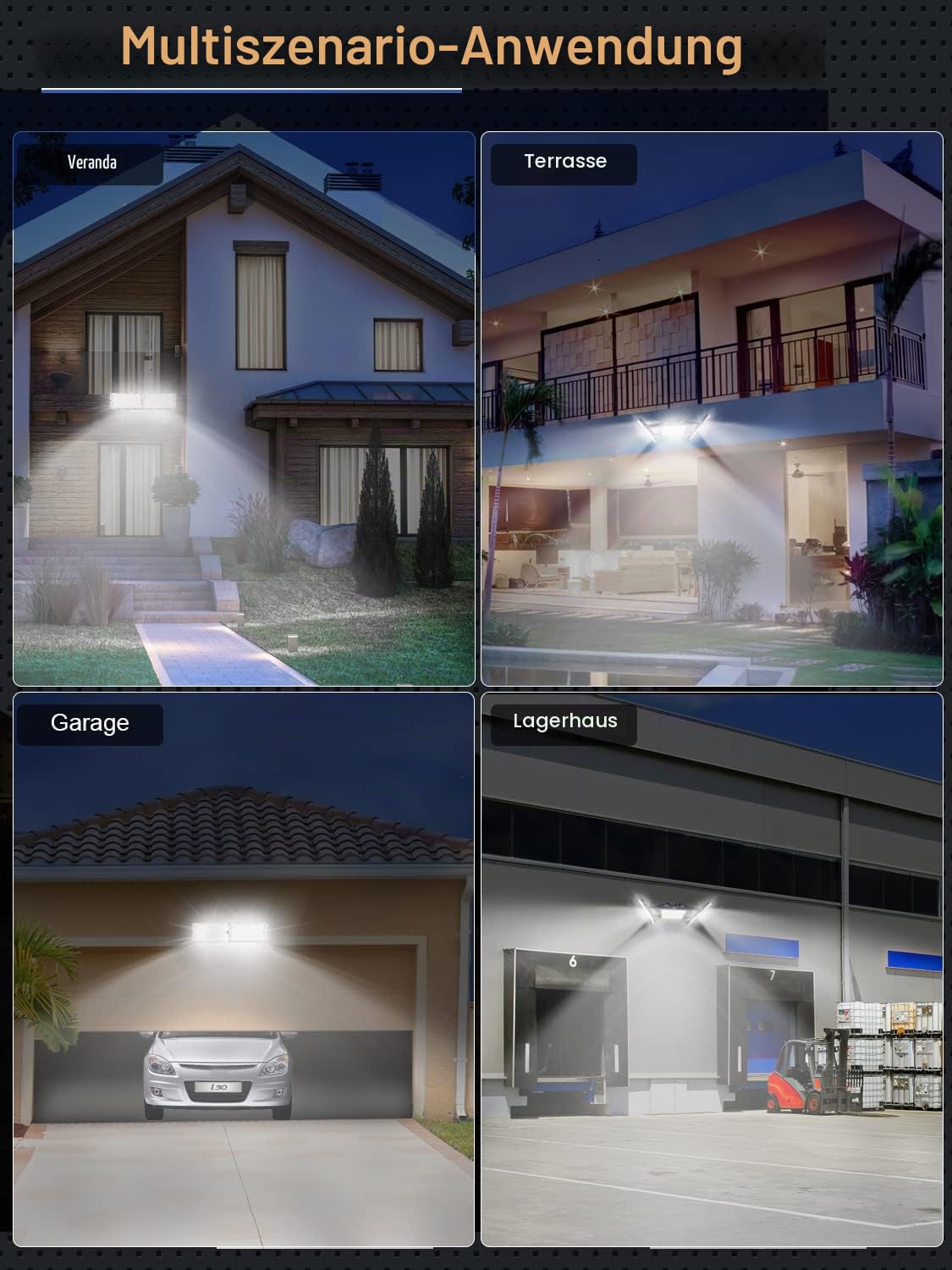 300W LED Strahler Außen, IP65 Wasserfest Fluter Superhell 6500K Kaltweiß Außenleuchte 30000LM Außenstrahler Flutlicht Scheinwerfer für Sportplatz Garage Garten Hinterhof