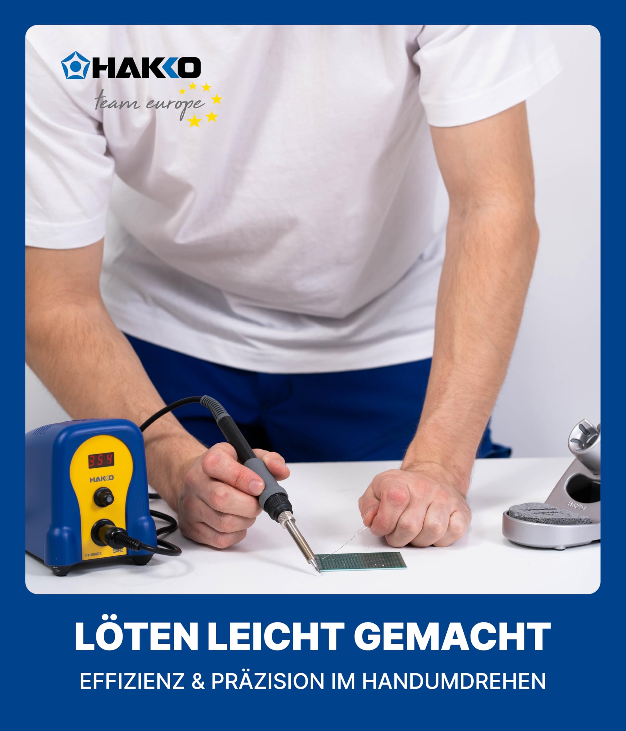 HAKKO® Lötstation FX-888DX Silber (100 W) – Digitale Lötstation mit hervorragendem Wärmeübertrag, kompakt für kleine Arbeitsplätze, ideal für präzises & professionelles Löten – inkl. Werkzeughalter
