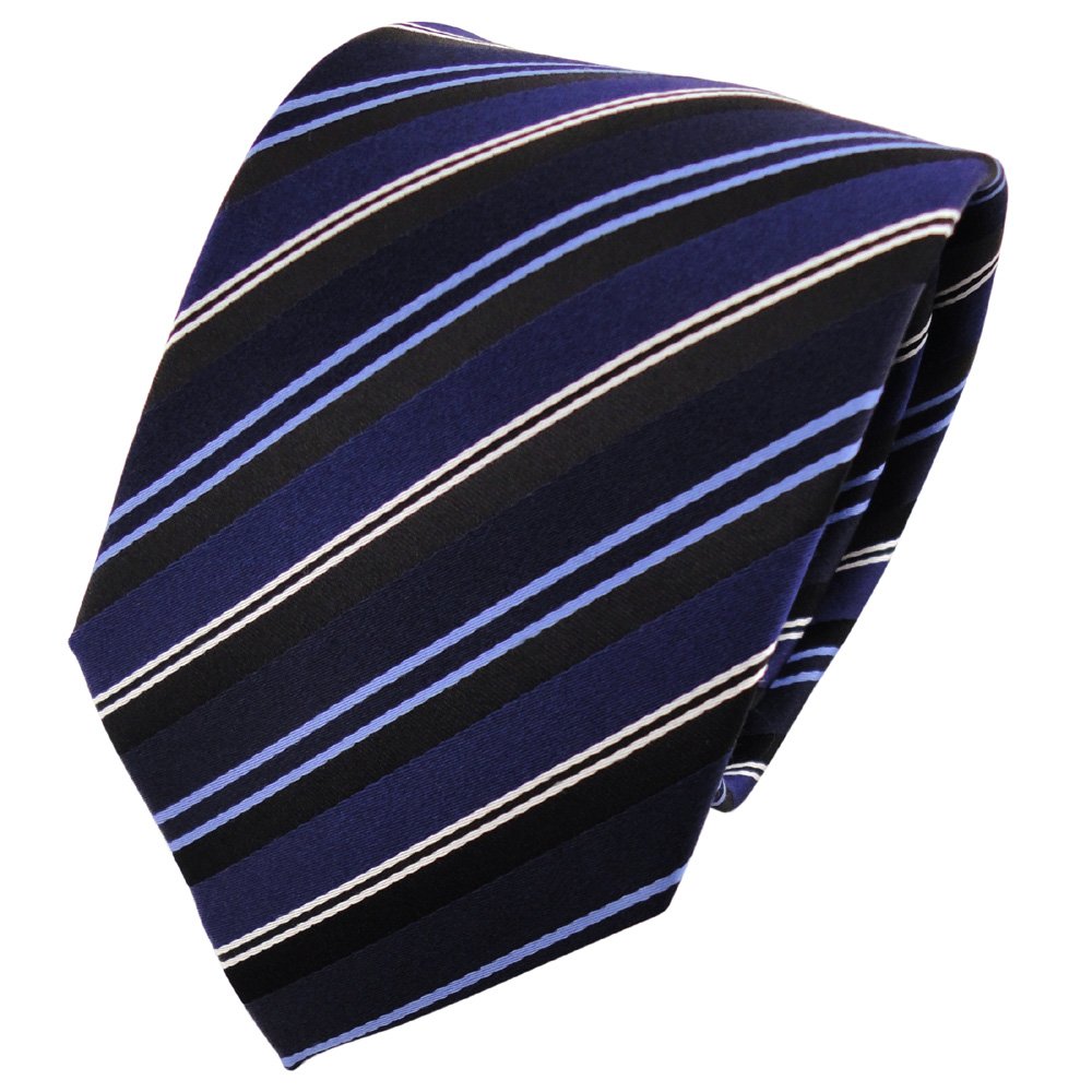 TigerTie - stretta cravatta - marino blu scuro argento bianco a pois